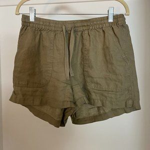 Quince 100% European Linen Shorts in Washed Olive
